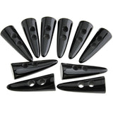 10Pcs Black Resin Toggle Buttons Horn Tooth Shape Two Holes Compatible