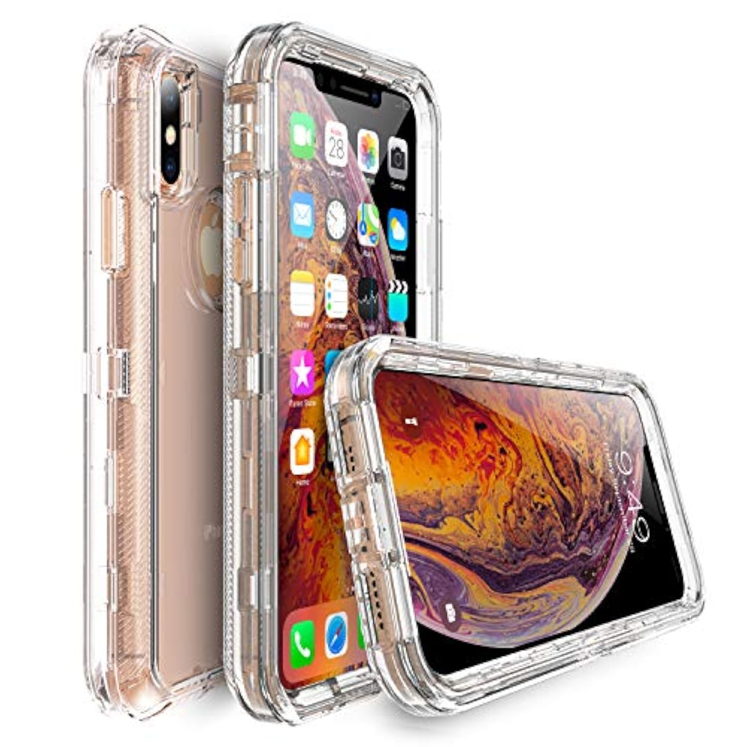Case For Iphone Xs Case, Heavy Duty Cover - Full Armor Body - Shockproof Protection Bumper - Built-In, Layers Hybrid Tpu Rugged Rubber With Hard Pc Panel Compatible With Iphone X (Clear)