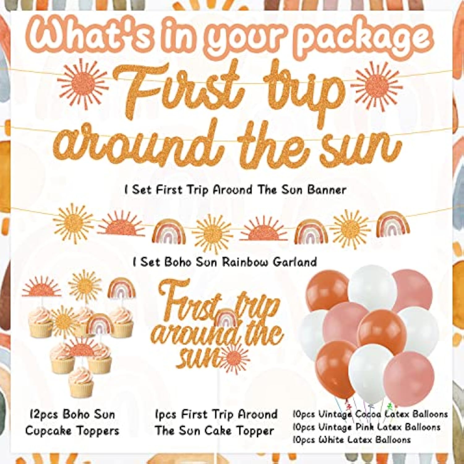 Boho Sun Party Decorations First Trip Around The Sun Banner Boho Sun 1