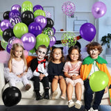 Purple Green Black Halloween Balloons Set 12 Inch Latex Confetti Party Decor