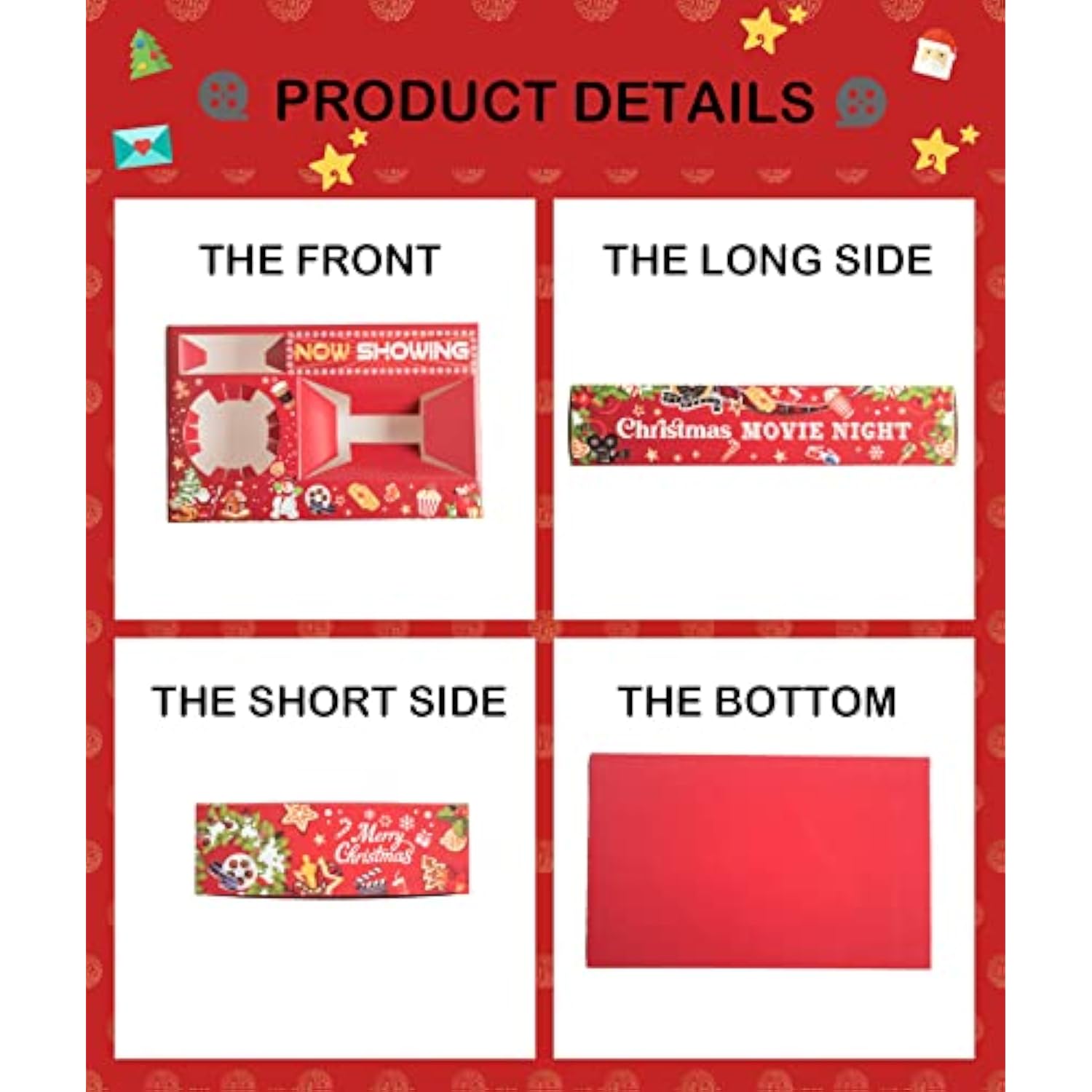 20 Pcs Christmas Party Supplies Movie Night Paper Snack Trays Xmas Party Decorations Movie Night Party Christmas Birthday Party Favors Party Snowman Family Movie Popcorn&Drink&Candy Box