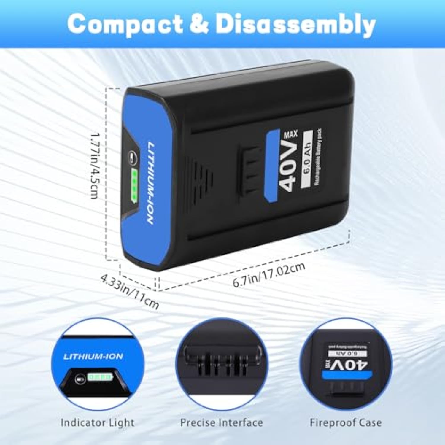 40V 6.0Ah Replacement Battery For Kobalt 40V Battery Max Kb-540-06 Kb440-06? Kb240-06 Kb2540C-06 Kb640-03 Replacement For Kobalt 40V Lithium Battery