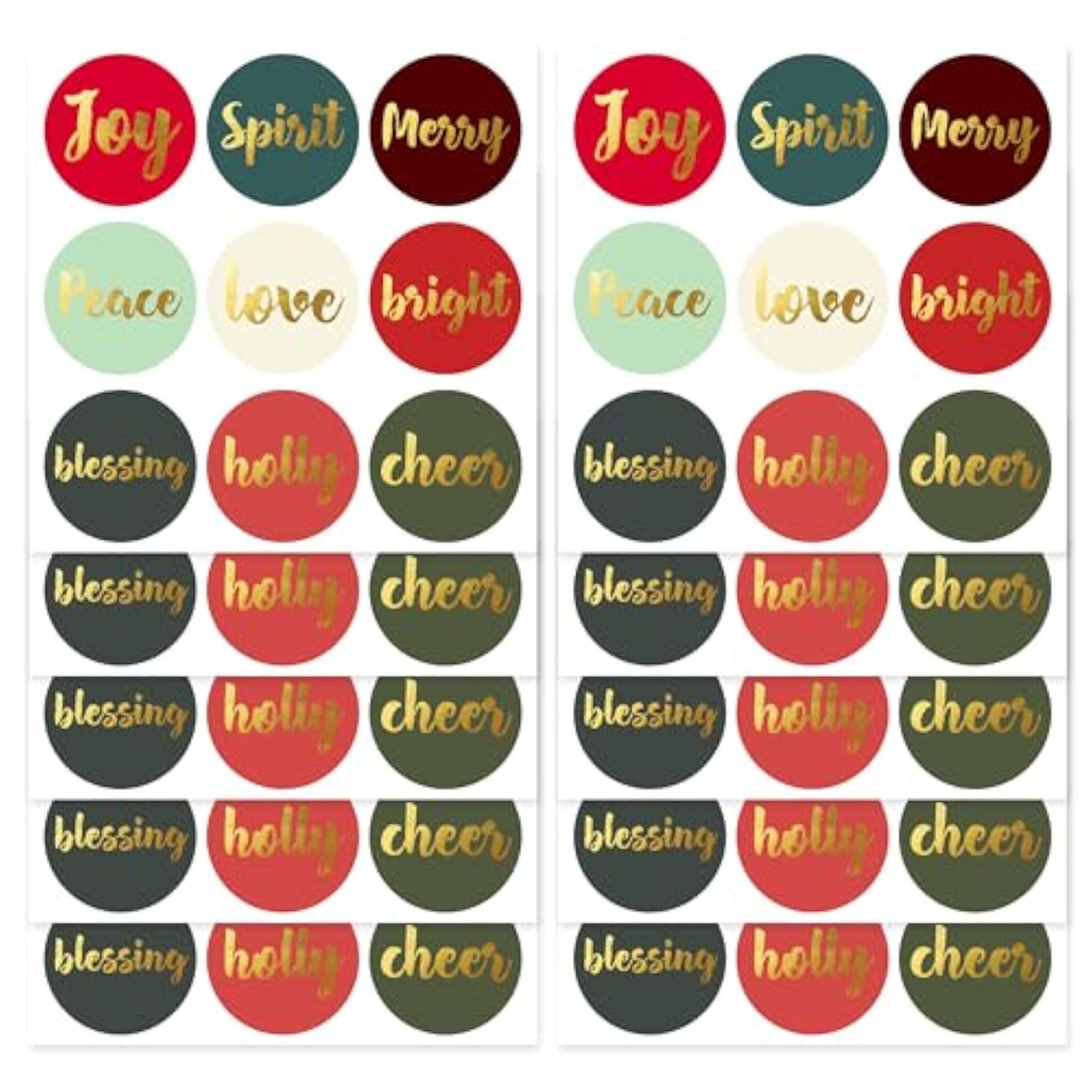 Christmas Stickers | Christmas Envelope Seals | 1.4 Inch | Gold Foil | Inspirational Positive Word | Waterproof | 90-Pack For Christmas Gifts, Holiday Stickers For Envelopes, Holiday