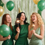 4 pack sage green foil fringe curtain glitter tinsel backdrop for parties