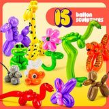 Balloon Animal Twisting Kit With Pump For Kids - Boy & Girl Gift - Birthday Gifts For Girls And Boys - Arts And Crafts For Kid Ages 8-12 - 6 7 8 9 10 11 12 Year Old - Animals Balloons