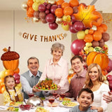 141PCS Thanksgiving Balloon Arch Kit with Mustard Burgundy Orange Fall Balloons