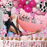 Last Rodeo Bachelorette Party Decorations, Cowgirl Western Bridal Shower Fringe Curtain Balloon Garland Glitter Banner, Last Rode Foil Balloons, Pink Silver Balloon Garland Arch Kit