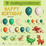 165Pcs Dinosaur Balloons Arch Garland Kit, Sage Green Orange 6Pcs Dino Foil Balloons Happy Birthday Balloon For Jungle Safari Dinosaur Themed Party Baby Shower Decorations Supplies Kids Boys