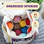 Crochet Bag Organizer – Durable Knitting Bag, Yarn Organizer For Crochet Accessories And Supplies, Canvas Yarn Bag, Crochet Organizer With Accessories Case, Yarn Storage Organizer