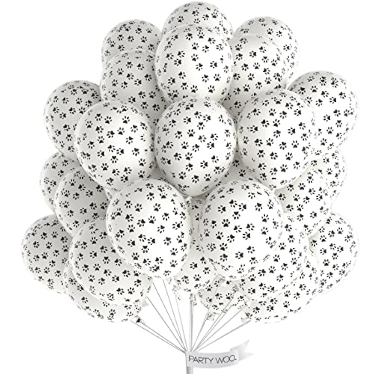 50pcs Paw Print Balloons – 12" Matte White Latex Balloons for Dog, Animal & Birthday Parties