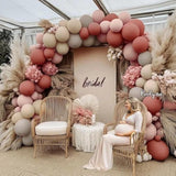Dusty Rose Balloon Arch Kit Double Stuffed Pink Grey White for Baby Shower Party