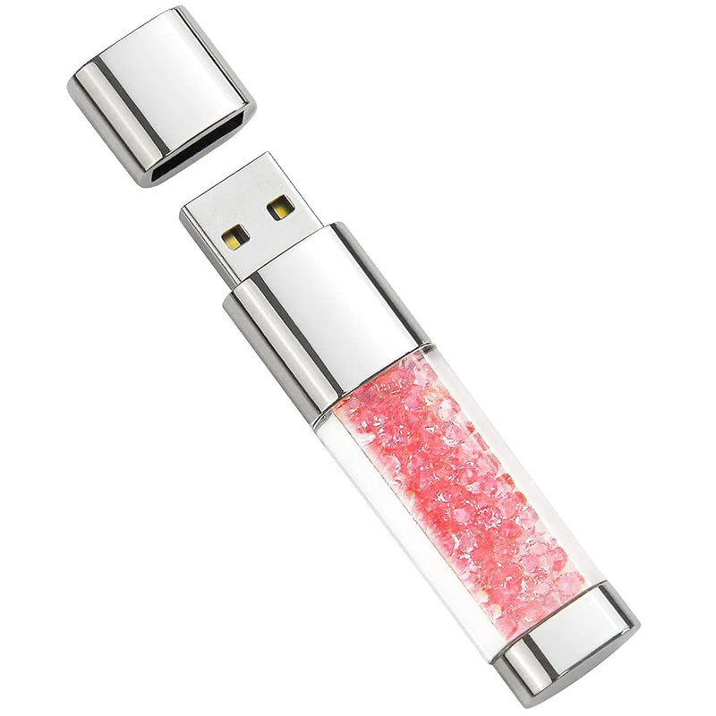 Usb Flash Drive 64Gb, Borlterclamp Cute Pink Crystal Thumb Drive Novelty Pen D