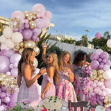 Purple Balloon Arch Kit, 143Pcs Pink, Lavender, Gold Confetti for Parties & Showers
