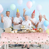 Pink Rose Gold Tablecloth Decoration - 3 Pcs Happy Birthday Tablecloth Disposable Plastic Sequin Tablecloth Girls Birthday Wedding Party Tablecloths For 50Th 60Th 70Th 80Th Men Or Women