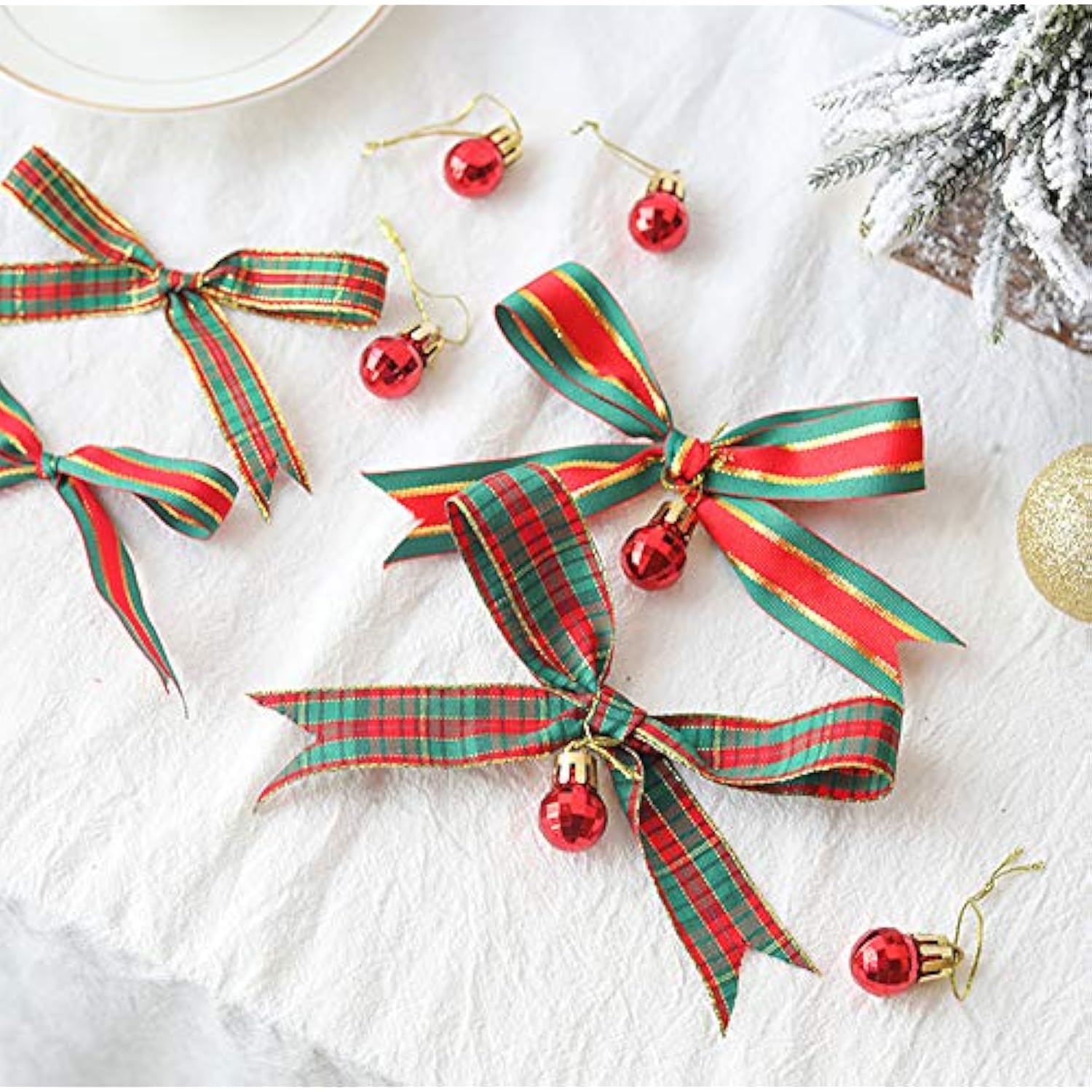 Christmas Checkered Plaid Ribbon 25 Yard Each Roll 100% Polyester Wove