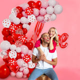 Valentines Day Balloon Garland Arch Kit, Red Pink White Balloons With