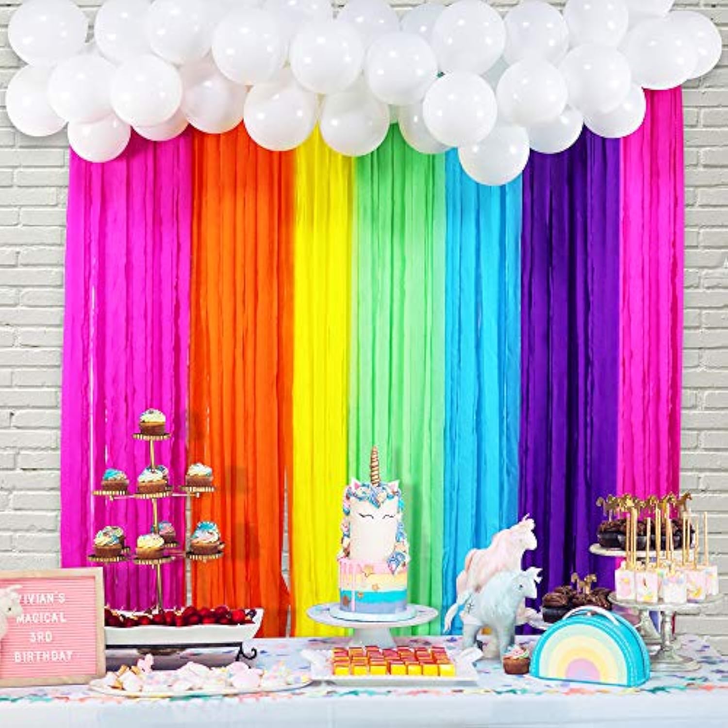 Rainbow Party Backdrop With Balloon Garland, Rainbow Cloud Birthday Photo Backdrops Props Booth Rainbow Balloon Arch Kit For Kids Rainbow Birthday Decorations Baby Shower Photography