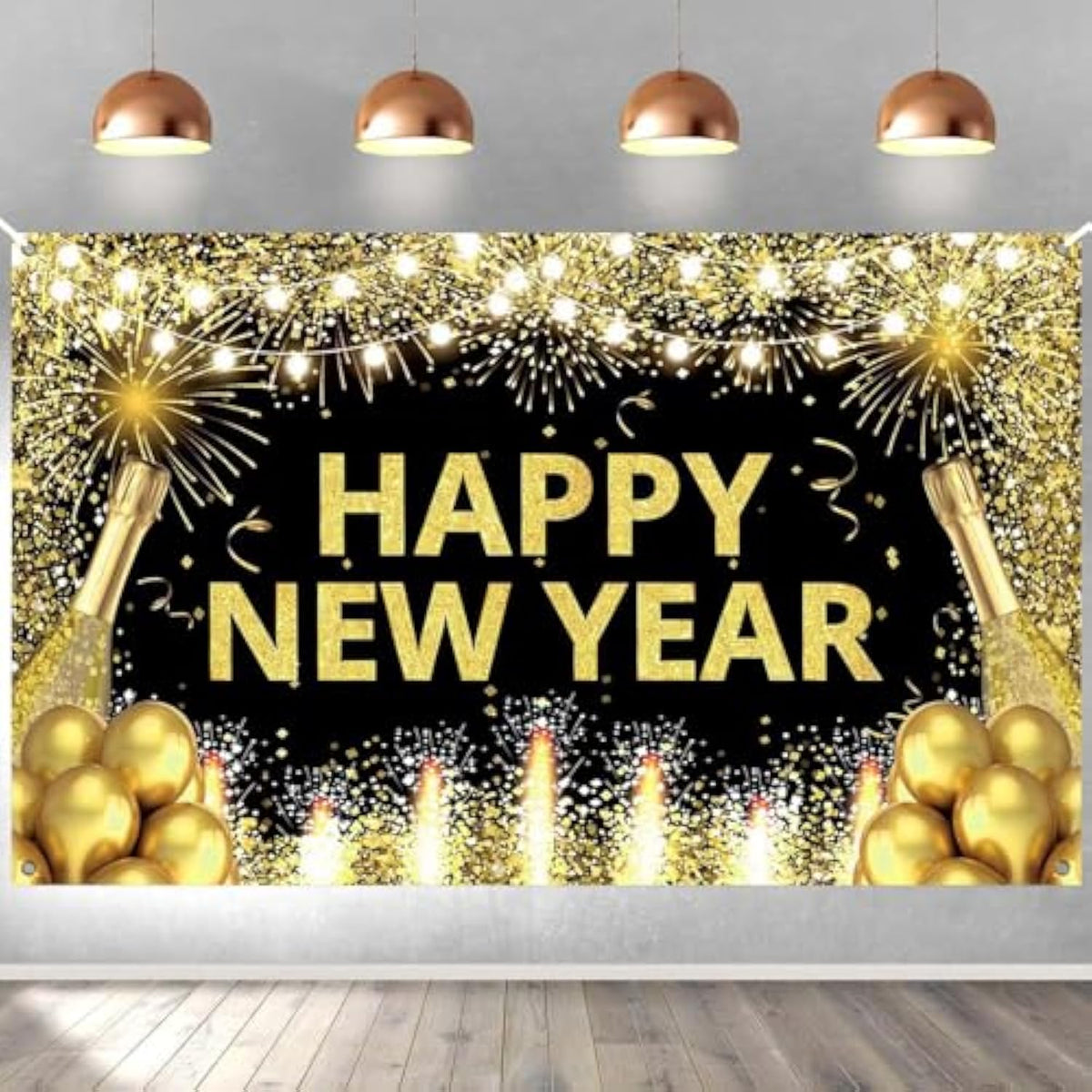 2026 Happy New Year Banner 71x43 Inch Backdrop for Party and Home Decor