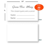 Guess How Many Cards, 3.5X2 White, Guess How Many Baby Shower Game Set Of 50