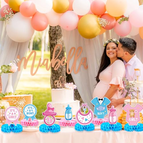 Gender Reveal Decorations - 10PCS Baby Gender Reveal Centerpieces for Table Boy or Girl Blue and Pink Gender Reveal Decorations He or She Pregnancy Announcements Decor