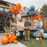 Fall Pumpkin Balloon Garland Arch Kit Retro Orange Nude Blue Banner for Baby Shower Party