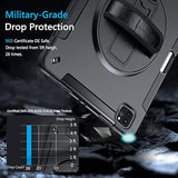 Case For Ipad Pro 12.9 Inch 6Th/5Th/4Th Generation, Military Grade Heavy Duty Shockproof Ipad Pro 12.9 Case - Rotating Stand, Pencil Holder, Hand/Shoulder Strap, Black