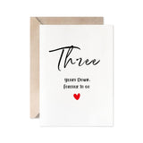 Third Anniversary Card, Three Years Down Forever To Go, Romantic 3Rd Valentines Day Wedding Card For Husband Wife