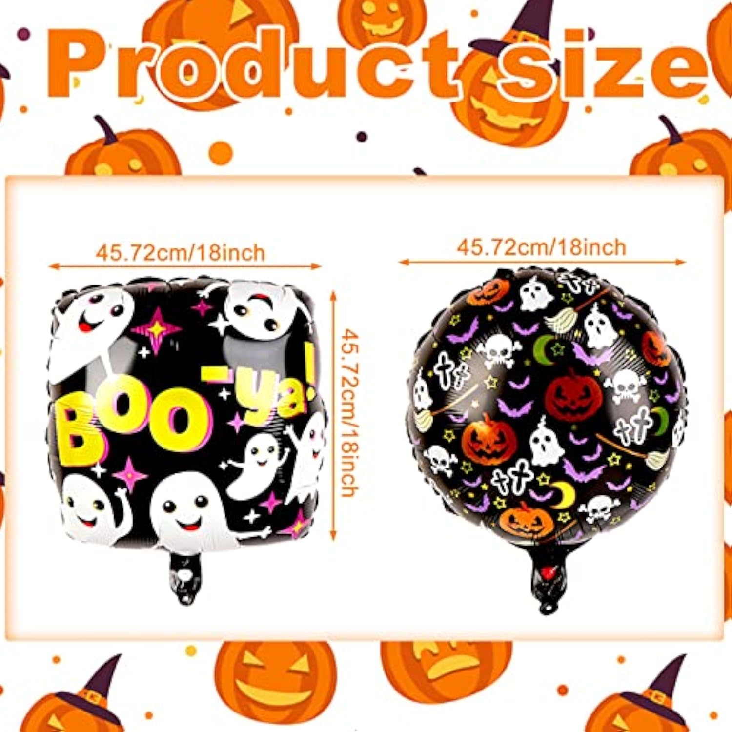 18PCS Halloween Foil Balloon Set Pumpkin Ghost Skull Monster Tree Balloons for Party Decor