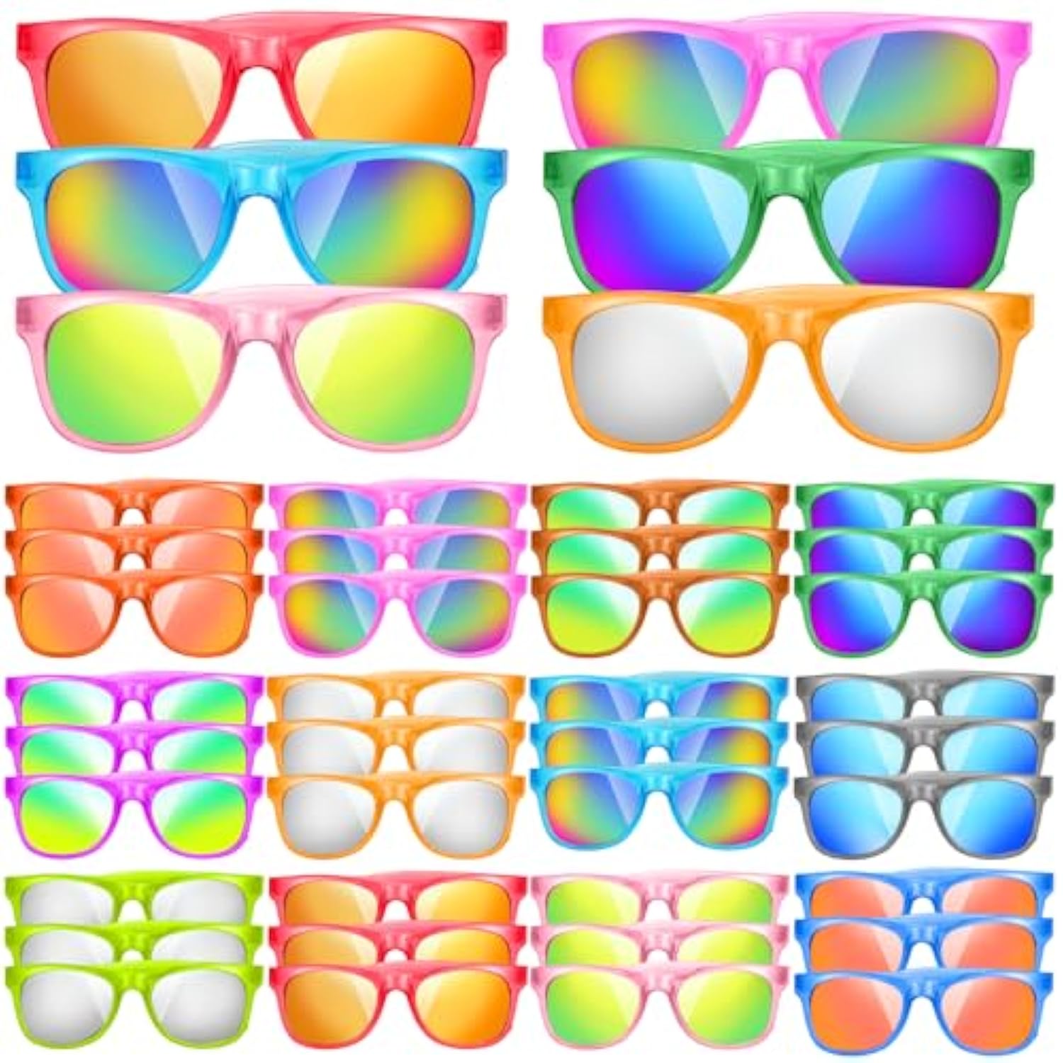 36 Pack Kids Sunglasses Bulk With Uv400 Protection, 12 Colors Neon Sunglasses For Birthday Party Favors, Beach, Graduation Gift, Summer Pool Party Supplies, Goody Bag Filler, Boys Girls Classroom Gift