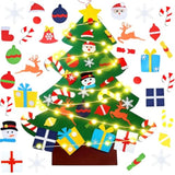 3.3ft Felt Christmas Tree Wall Hanging with 31 Ornaments & Lights