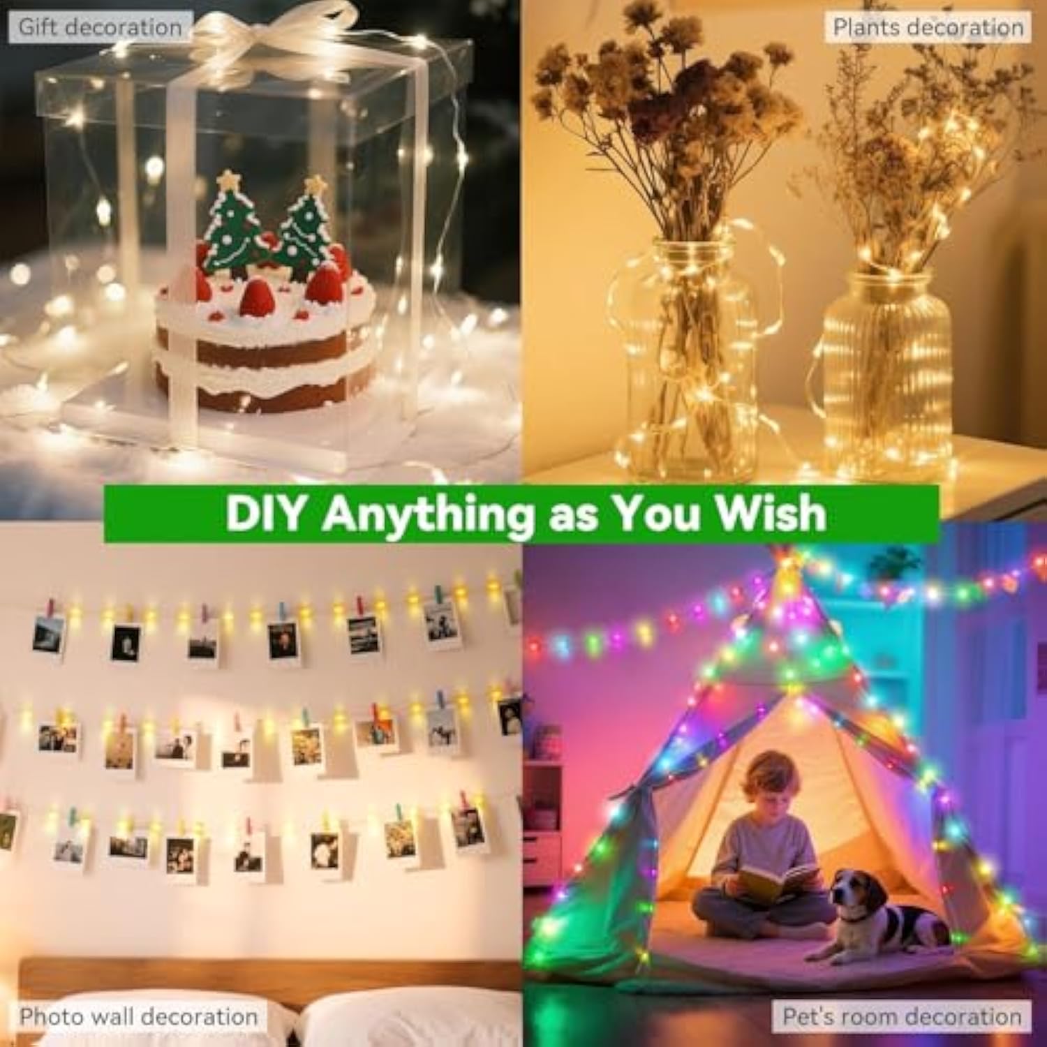 200 Led Christmas Fairy Lights Color Changing, 66 Ft 35 Colors String Lights With Remote, Red Green Led Lights For Bedro