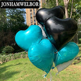 20Pcs 18 Inch Black Foil Mylar Heart Shape Balloons Decorations Valent