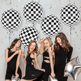 6 Pcs Checkered Balloons: 22 Inch Black & White Foil for Race Car Party