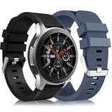 2-Pack 22mm Silicone Bands for Samsung Galaxy Watch 3 45mm Gear S3 Black Blue Gray