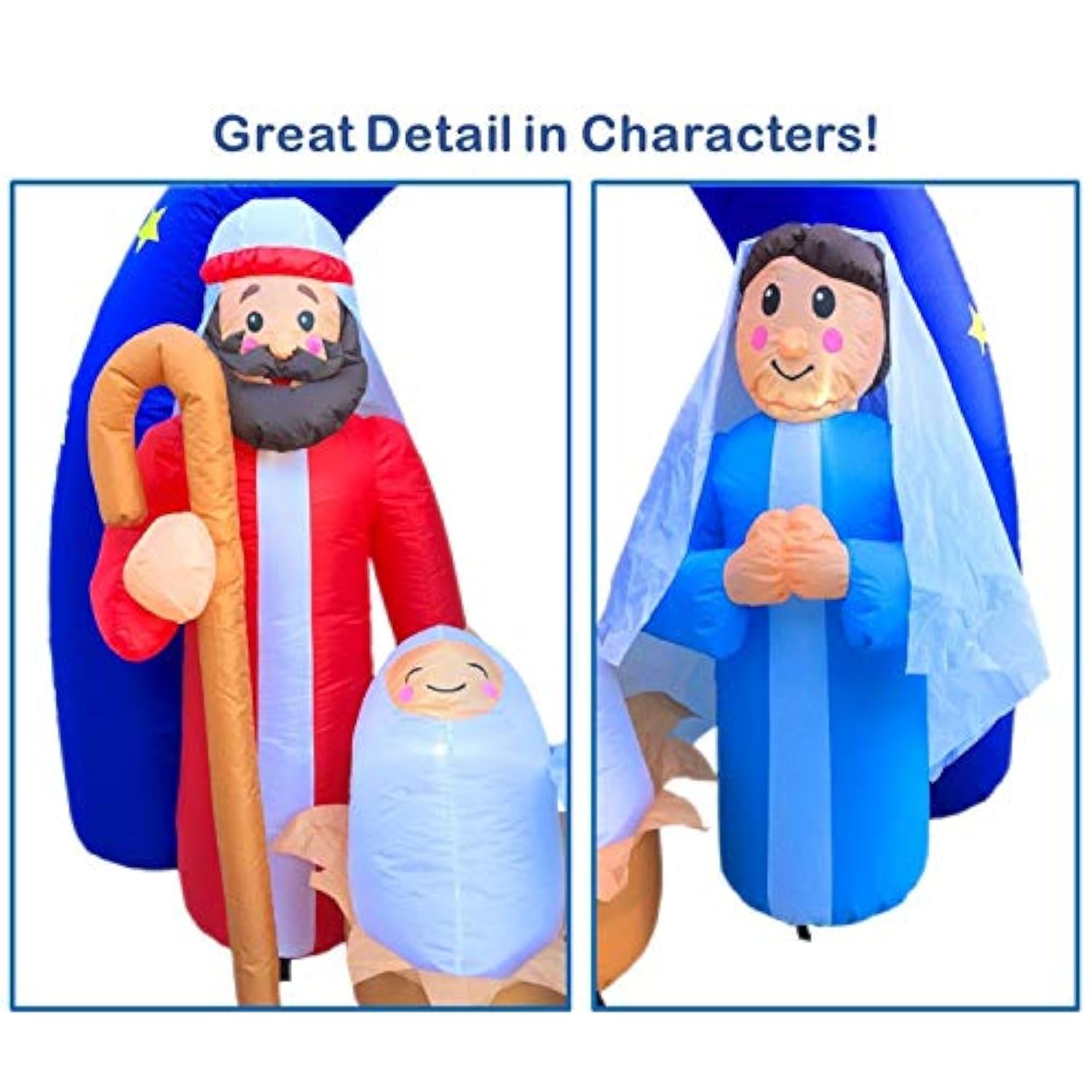 Christmas Inflatables Outdoor Decorations For The Yard Blow Up Nativity Sets Star Of Bethlehem Arch W/Led Lights And Blo