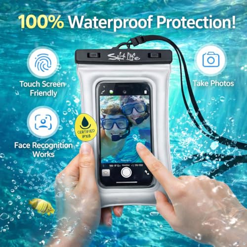 Floating Waterproof Phone Case IPX8 100% Waterproof Phone Case that Floats in Water, Universal Phone Dry Bag with Touchscreen Clear Window, Secure