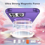 Designed For Iphone 15 Pro Max Case With Magnetic Invisible Ring Stand [Compatible With Mag-Safe] [Military Drop Protection] Shockproof Anti-Slip Cover For Women,Purple