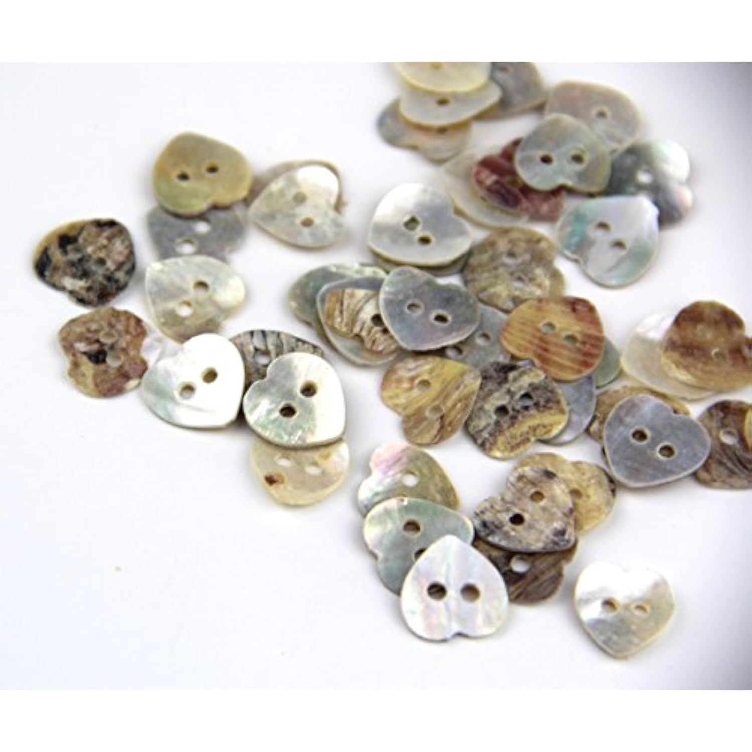 Pack Of 12Mm 2 Holes Heart Shaped Mother Of Pearl Delicate Natural She