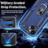 iPhone 15 Case with Screen Protector and 360° Rotatable Kickstand, Military Grade Shockproof Cover, Blue