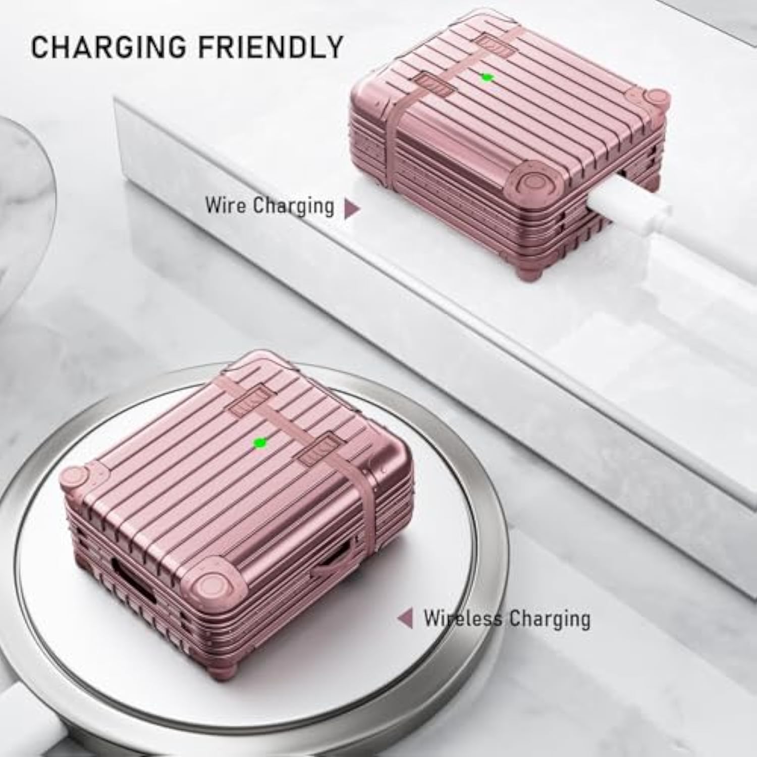 Compatible With Airpods Case Cover, Funny Suitcase Design Case For Airpods 2Nd Generation/1St Generation, Cute Fashion Protective Hard Case For Women Men With Keychain