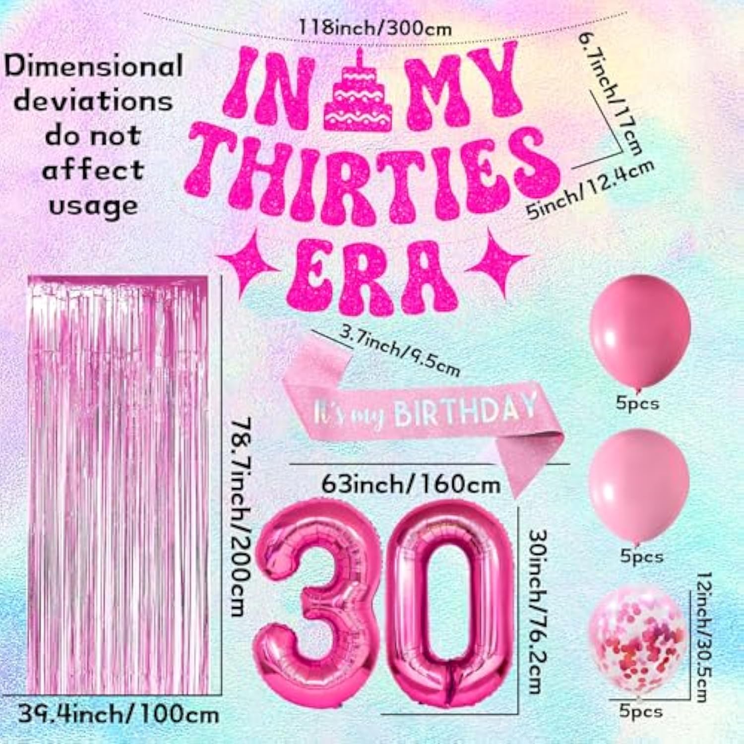 30Th Birthday Decorations For Her Happy 30Th Birthday Decorations In My Thirties Era Party Decorations Number 30 Balloons For Women Men Birthday Party Decoration