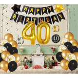 40Th Birthday Decorations For Men Women, Black And Gold Party Decorati