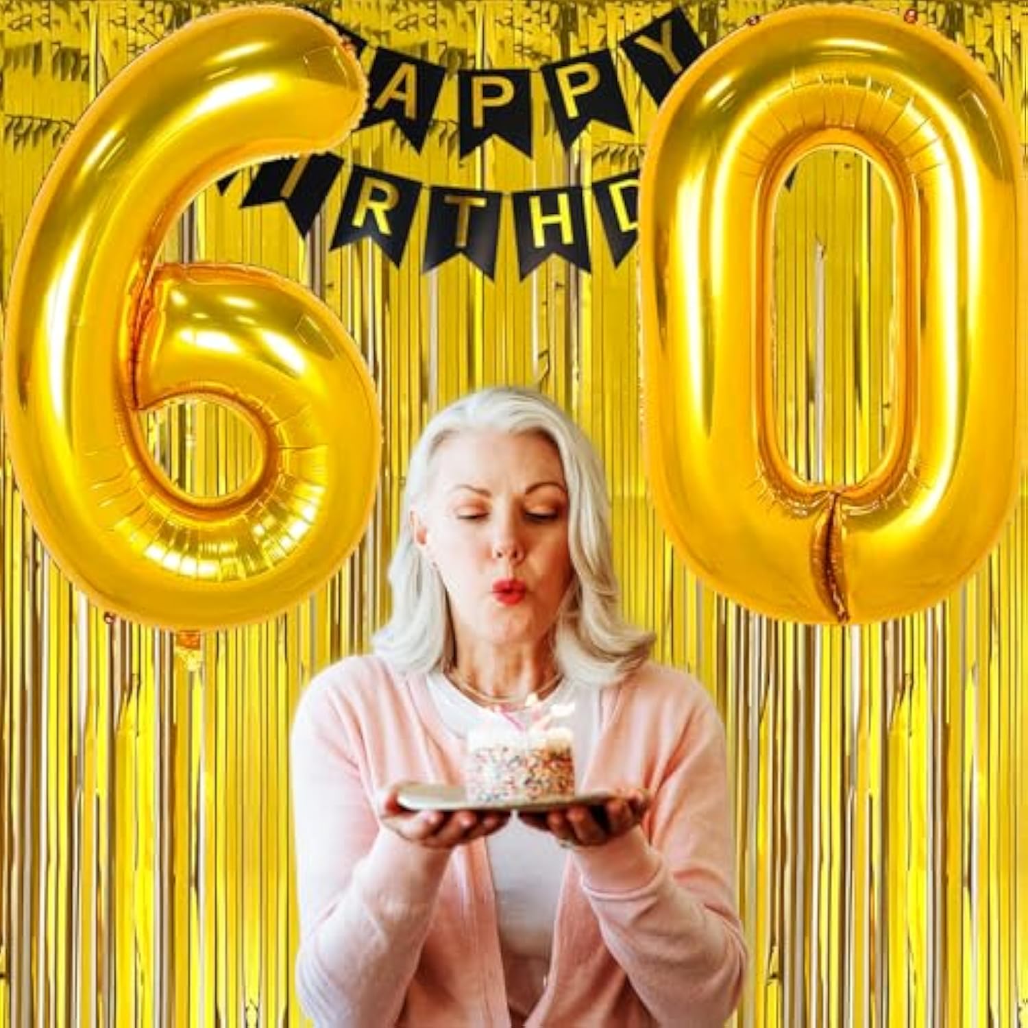 42" large gold number 60 foil balloon for birthday or anniversary party décor