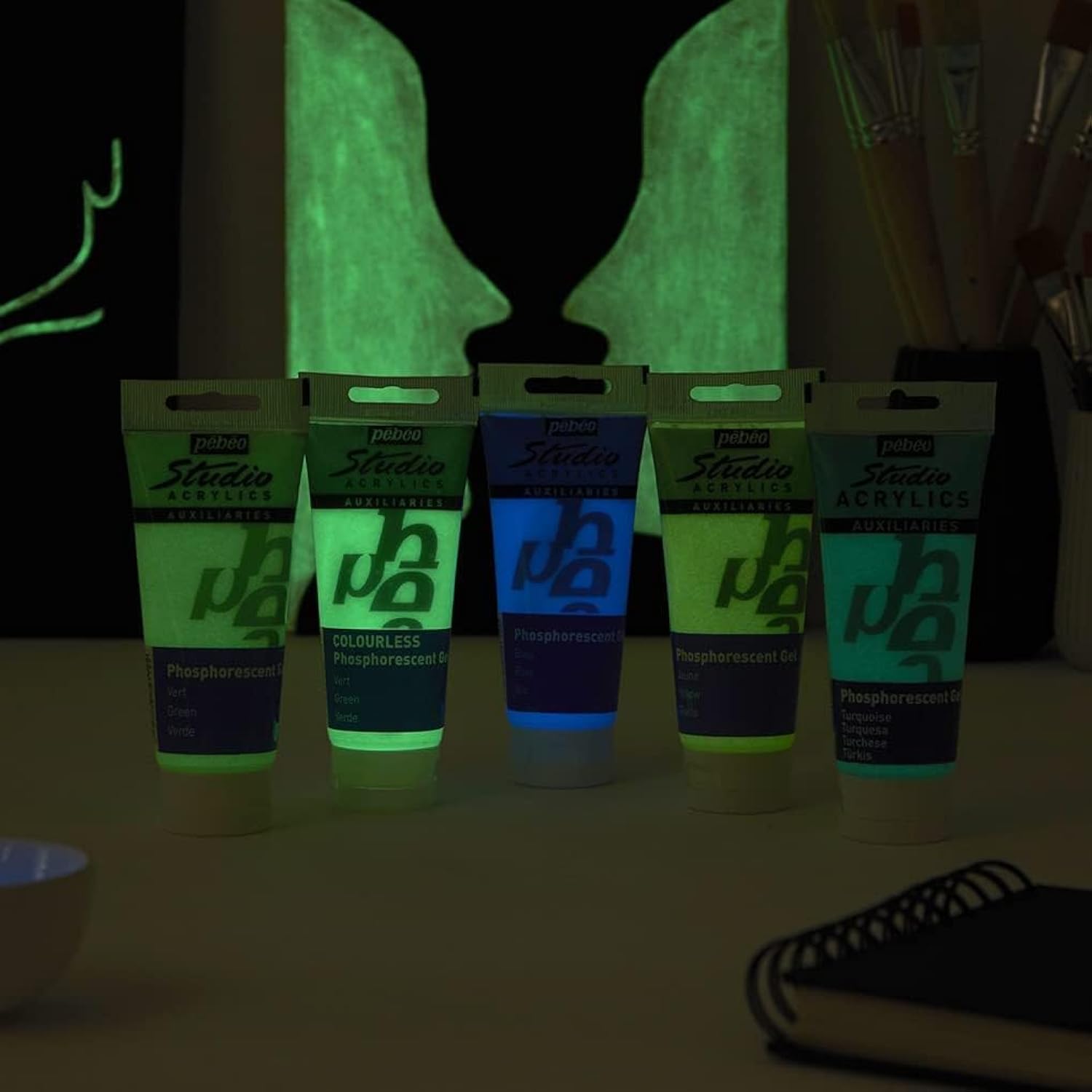 Pebeo - Acrylic Fine Studio Acrylics - Phosphorescent Gel Yellow - Phosphorescent Gel Yellow 100ml/3.38oz