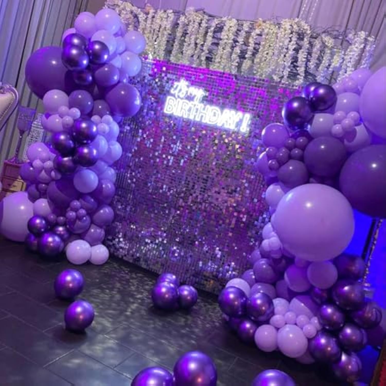 60pcs Purple Mixed Balloons 12in with Confetti for Birthday Baby Shower & Party