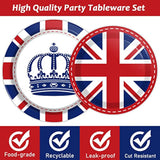 96 Pcs Britain Uk England Flag Birthday Party Paper Plate And Napkins British Flag Party Supplies Tableware Union Jack Party Decorations Paper Plate Napkin Fork For Party Favors 24 Guests