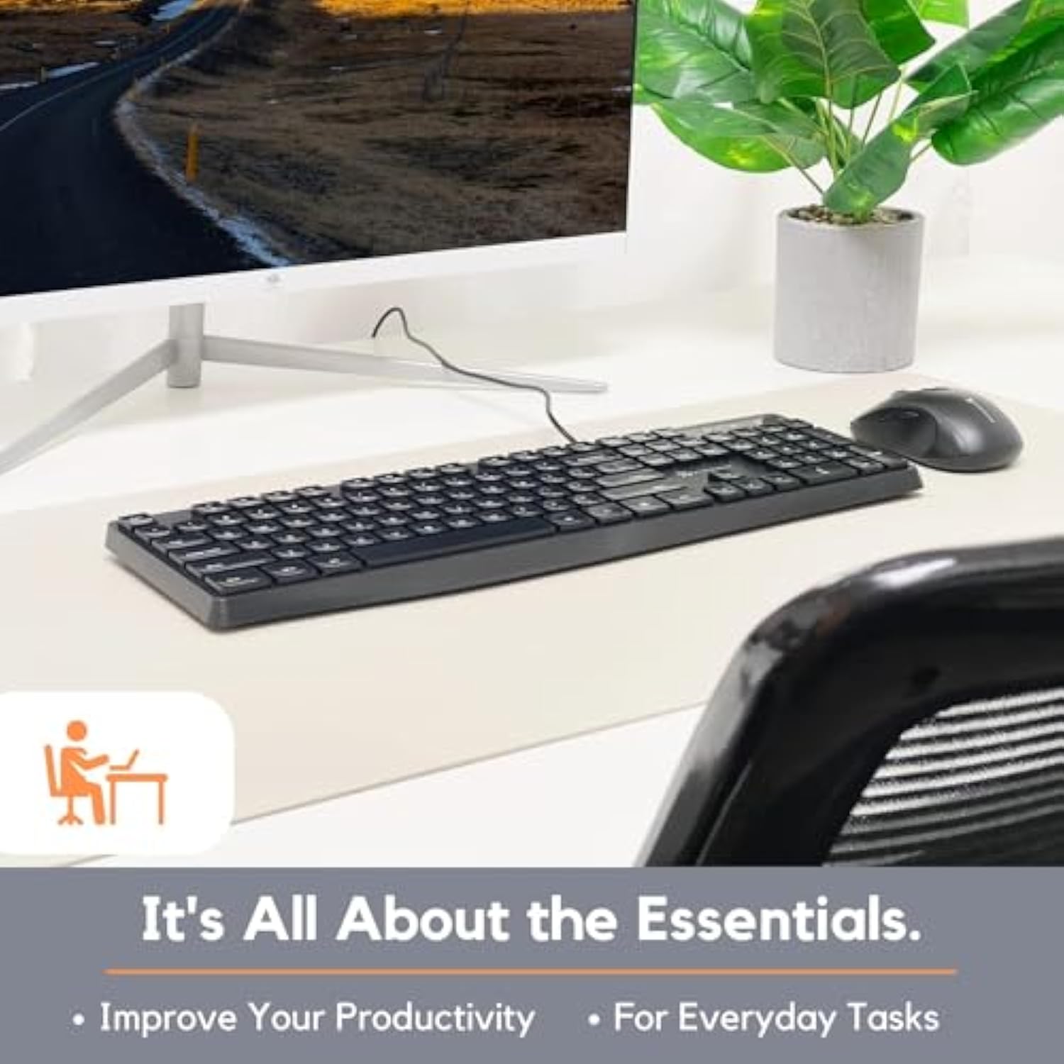 Ergonomic Computer Keyboard Wired - Usb Keyboard For Laptop, Windows Pc Deskto