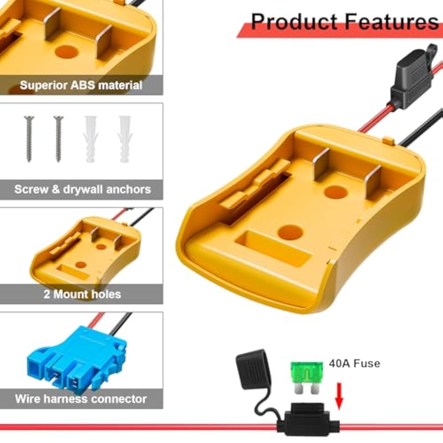 Power Wheel Adapter Compatible With Dewalt 20V Battery, Power Wheel Battery Converter Kit Contains Fuse And Wire Terminals For Peg-Perego Kids Riding Toys Diy