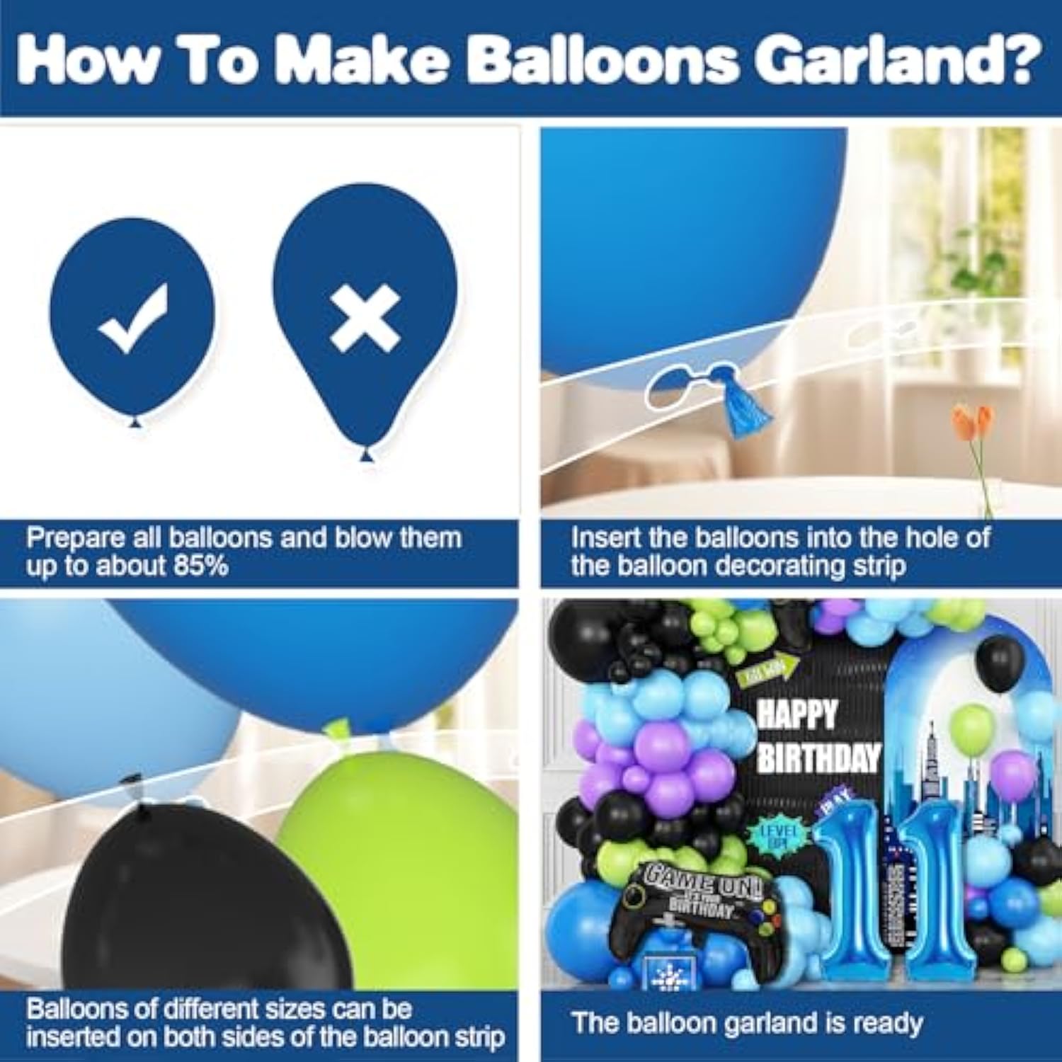 101pcs 11th Birthday Video Game Balloon Arch Kit for Boys Party Decorations