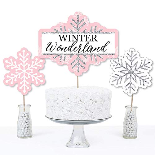Pink Winter Wonderland Party Centerpiece Sticks - Table Toppers - 15pc